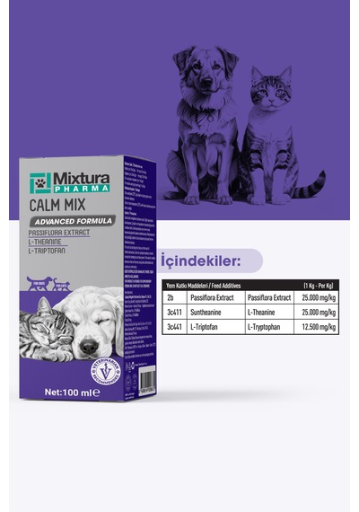 Mixtura Pharma Calm Mix Kedi Ve Köpek Sakinleştirmeye Vemaya Yardımcı Sıvı