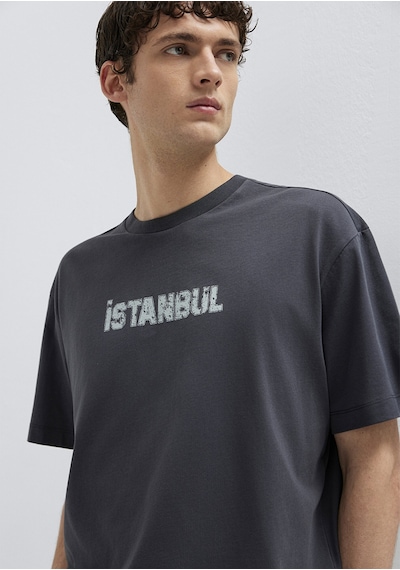 Mavi - İstanbul Baskılı Antrasit Tişört 0613593-80106