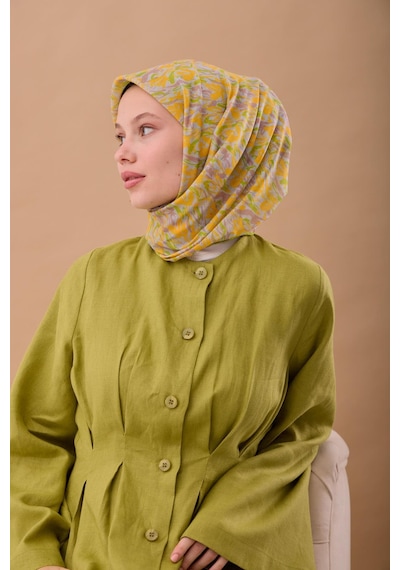 Silk Home Soft Eşarp 73091-41 Gümüş, Vizon, Sarı, Çimen Yeşili