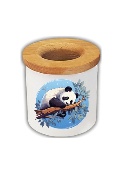 Dalda Uyuyan Panda Temalı Kalemlik Kalem Kutusu Beyaz