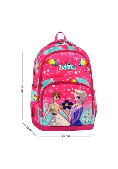 Yeni Sezon Kız Çocuk Su Geçirmez Kumaş Elsa Figürlü Pembe Renk 3'lü İlkokul Çantası Seti