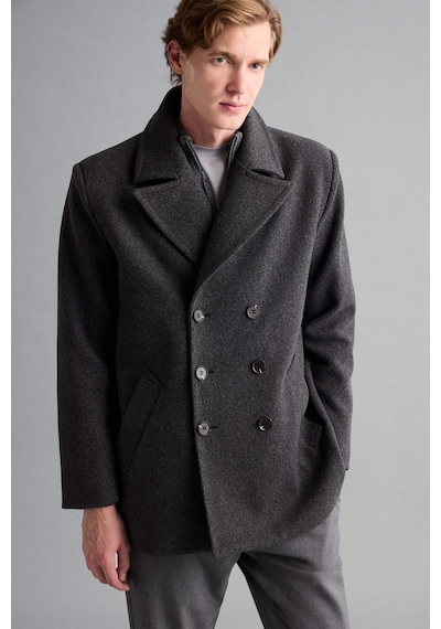 Defacto Slim Fit Dar Kesim Düğmeli Cepli Astarlı Kaşe Kaban Parka D1521ax25wnar198 Antrasit-ar198