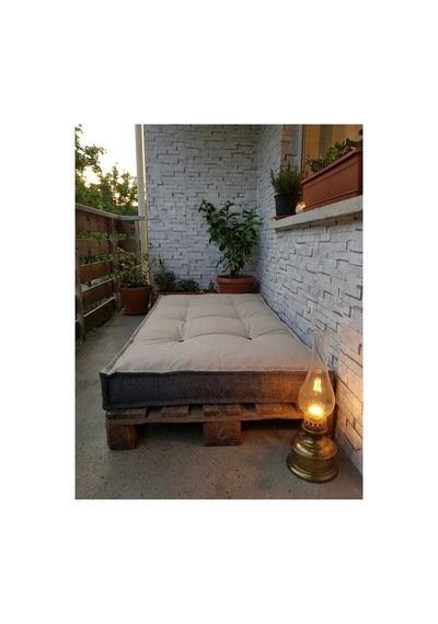 Düğmeli Yer Minderi 60x120 Krem