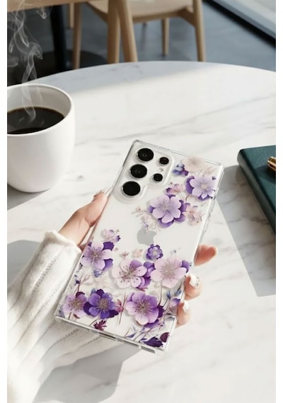 Samsung Galaxy Uyumlu A06 Kılıf Solmayan Imd Baskı Desenli, Şeffaf Tpu+pc Botanik Kapak