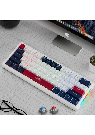 K610 Kablolu Lacivert - Beyaz Mekanik Oyuncu Klavyesi-61 Tuş Rgb-hot Swap - Mavi Switch