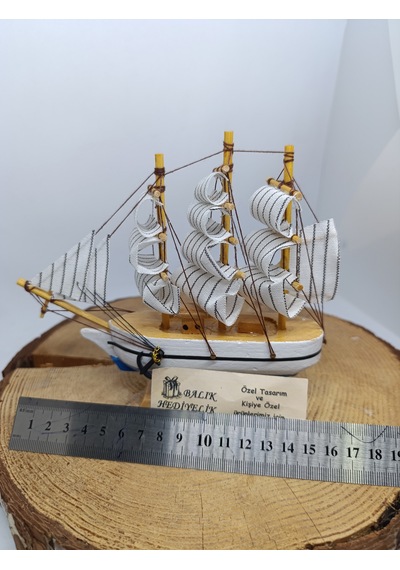 Yelkenli Ahşap Gemi-dekoratif-17 Cm