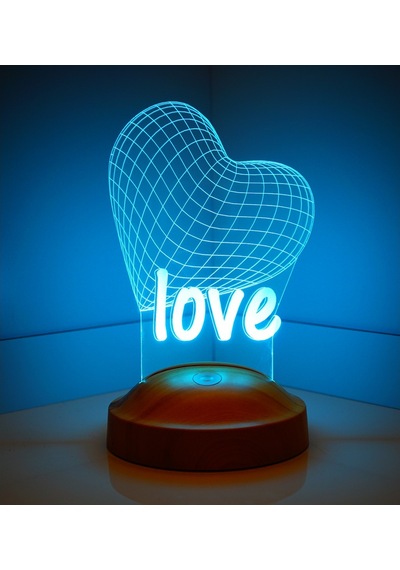 3D Led Lamba 3 Boyutlu 14 Şubat Love Özel Hediye Gecelambası Çok Renkli