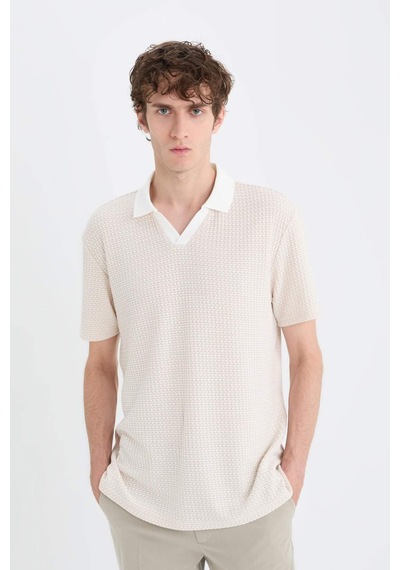 Defacto Regular Fit Polo Yaka Kısa Kollu Tişört B6548AX24SP Bej