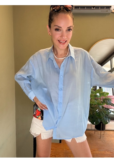 Ali Butik Mavi Rahat Kalıp Dökümlü Gömlek