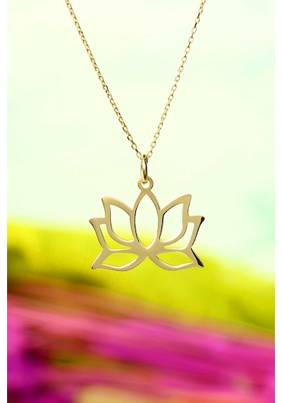 Moom Mücevherat Kadın 14 Ayar Altın Lotus Çiçeği Kolye