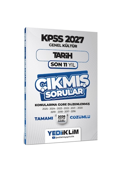 Yediiklim Yayınları 2027 Kpss Genel Kültür Tarih Konularına Göre Tamamı Çözümlü Son 11 Yıl Çıkmış Sorular