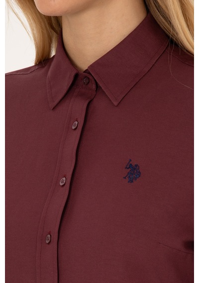 U.S. Polo Assn. Kadın Bordo Uzun Kollu Basic Gömlek 50316711-VR177 U.S. Polo Assn. Kadın Bordo Uzun Kollu Basic Gömlek 50316711-VR177