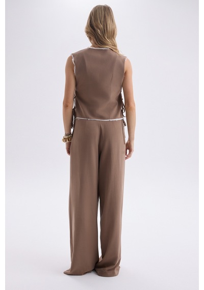 Mai Collection Mai Studios Co. Shonas Bağcık Detay Kahve Yelek Pantolon Takım Kahve