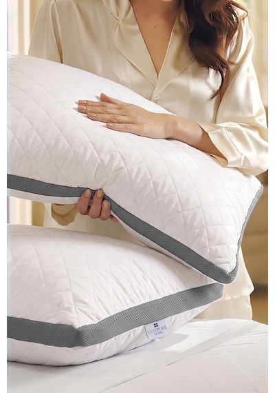 2'li Klimalı Yastık 50x70 Cm Terletmeyen, Hava Alan Mikrofiber Uyku Yastığı Gri