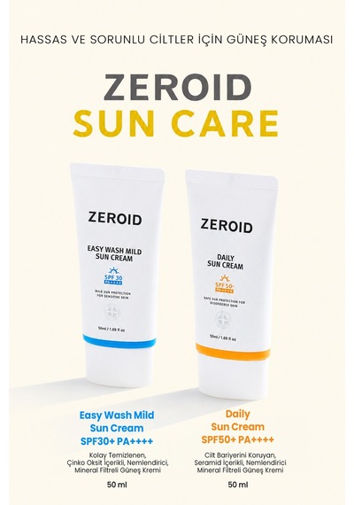 Atopik Ciltlere Kolay Temizlenen Mineral Güneş Kremi Zeroıd Easy Wash Mild Sun Cream Spf30 Pa++++