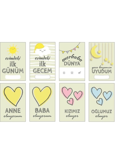 Mine Memory Bebek - Hamile Fotoğraf Anı Hatıra Kartı Seti 40 Adet - Hediyelik Soft Siyah Çok Renkli