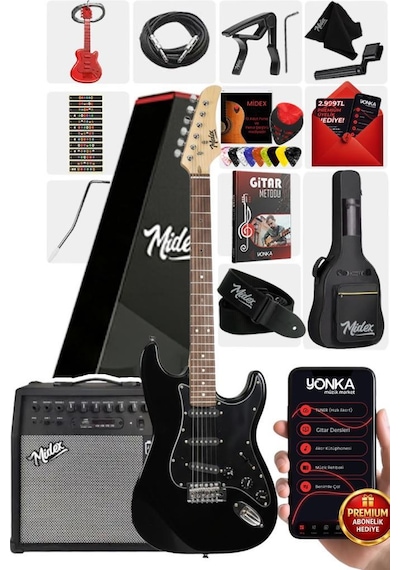 Midex Rph30bk-50amp Black Elektro Gitar Seti 50 Watt Bluetooth