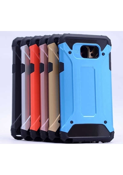 Noktaks - Samsung Galaxy Uyumlu S7 Edge - Kılıf Çift Katman Zırh Tank Crash Military Kapak - Rose Gold