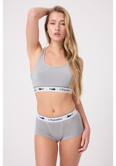 Athleshorts Yüksek Bel Kadın Kısa Boxer Şort-3264 Gri