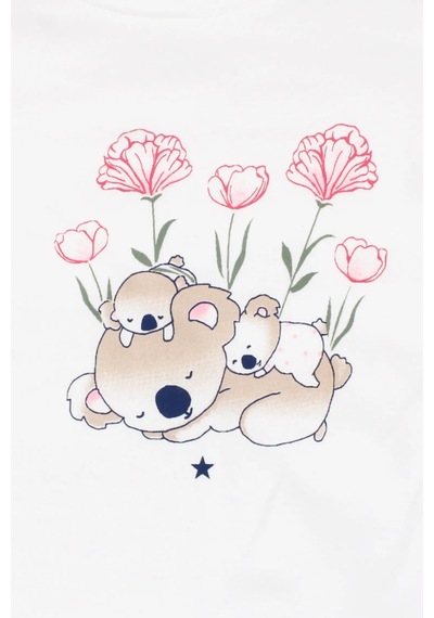 Bebegen Kız Bebek Pembe Laci Koala Çiçek Nakışlı Kapitone Ceketli 3'lü Takım