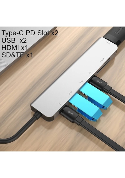 Ally Usb Type-c To 7in1 Hdtv 2xusb+pd Sd&tf Okuyucu Hub Adaptör Çoklayıcı- 5775