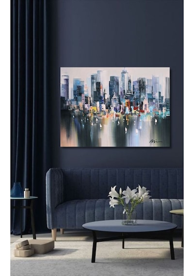 Bina Büyük Boy El Yapımı Yağlı Boya Tablo 117x70cm