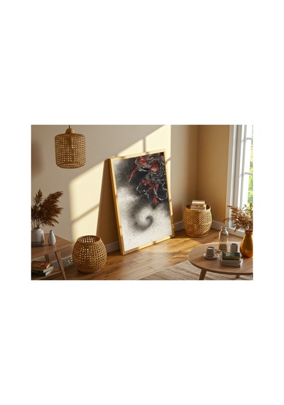Hokusai Gök Gürültüsü Tanrısı Raijin Çerçevesiz Poster 30x42 Cm A3 Tablo Japon Sanatı Duvar Dekoru