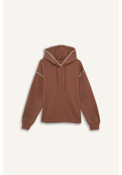 Defacto Overshirt Fit Kapüşonlu Sweatshirt G3318ax25aubn336 Kahve