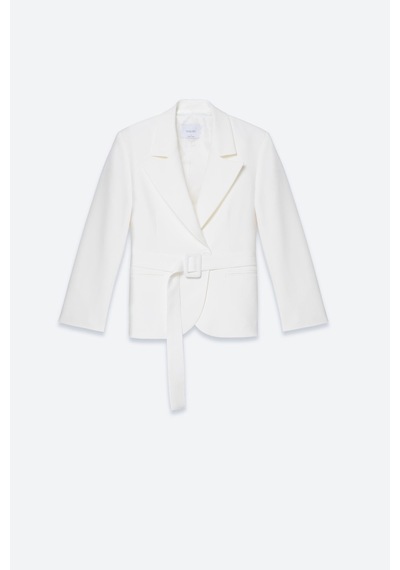 Thalure Kadın Beyaz Beli Kemer Detaylı Blazer