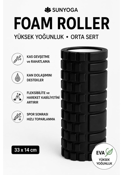 Foam Roller Yüksek Yoğunluklu Orta Sert Masaj Rulosu Eva Kas Gevşetici Yoga Pilates Fitness Çok Renkli