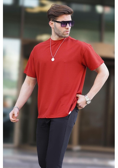 Madmext Kiremit Basic Oversize Erkek Tişört 7010-kiremit Kiremit
