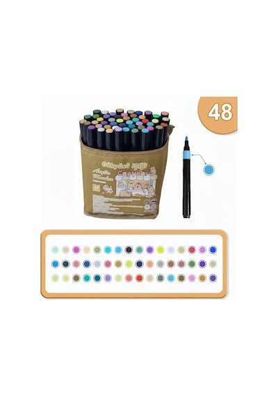 48li Akrilik Marker Kalem Seti - Capybara Desenli