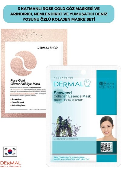 Dermal 3 Katmanlı Rose Göz Maskesi + Deniz Yosunu Özlü Kolajen Maskesi 23 G