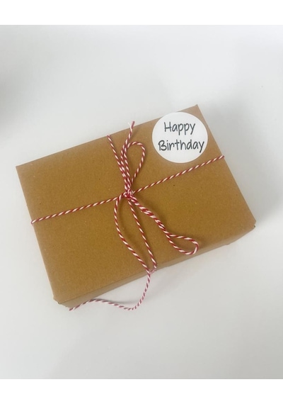 Happy Birthday Siyah Yazılı 5 cm Yuvarlak Yapışkanlı Sticker 100 Adet