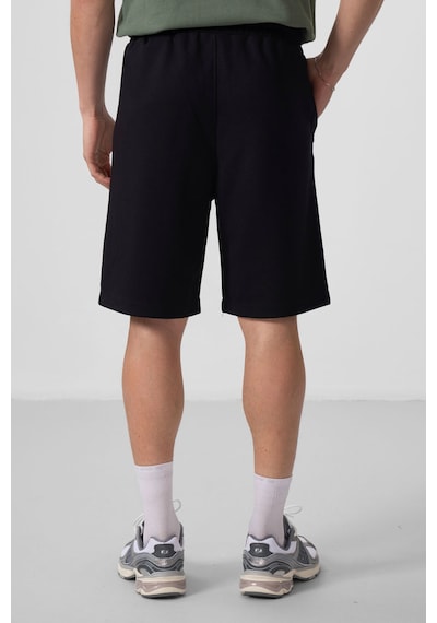 Tommy Life Siyah Yüzeyi Dokulu Oversize Erkek Şort - 81288 Siyah