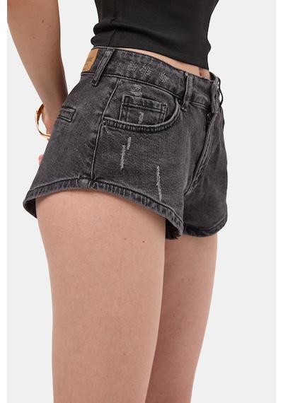 it's basic Kadın Koyu Füme 11s6-1 Süper Mini %100 Koton Denim Şort Çok Renkli