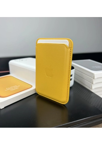 Magsafe Deri Cüzdan Kartlık Tüm Modellerle Uyumlu - Bordo Sarı