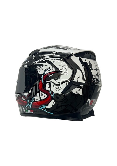 Sway Sw-820 Beast Full Face Kapalı Kask Beyaz - Kırmızı - Siyah