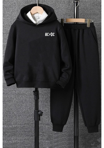 Uyguntarz Unisex Acdc Baskılı Eşofman Takımı Siyah
