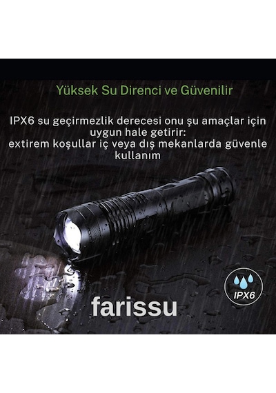 Süper Parlak Ve Suya Dayanıklı Small Sun Sm-771 El Feneri - 700 Metre Menzil Siyah