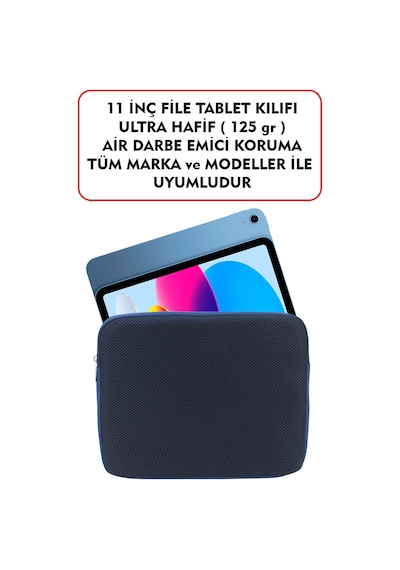 Dada Ultra Hafif 125gr Lacivert Renk File Tablet Kılıfı 10"-11" inç Air Darbe Emici Korumalı Unisex