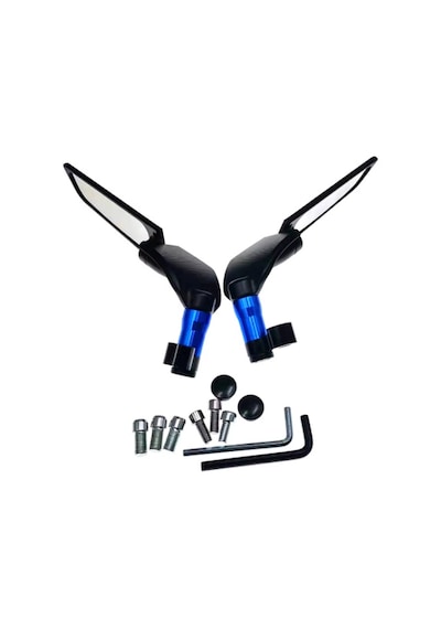 Yarasa Ayna Üniversal Alüminyum Düz 8-10mm/ters 10mm Mavi Motoparax Renk : Mavi
