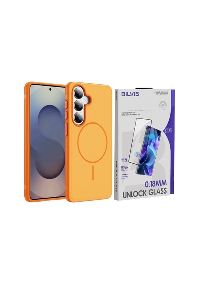 Vendas Galaxy S26 Uyumlu Joko Neksa M-safe Kapak + Bilvis Cam Ekran Koruyucu Turuncu