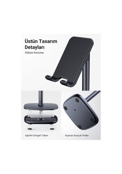 Ugreen Masaüstü Ayarlanabilir Telefon Tutucu Stant, Siyah, 60324