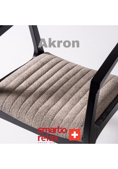Smarto Relax Akron 2 Li Sandalye Seti Ahşap Ayaklı, Krem Kumaş Siyah-krem