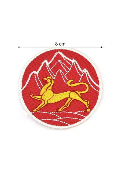 Oset Bayrak Nakışlı Yuvarlak Etiket (Kırmızı) Çapı 8 cm Çok Renkli