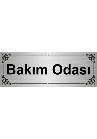 Bakım Odası 7x20cm Gümüş Renk Metal Yönlendirme Levhası
