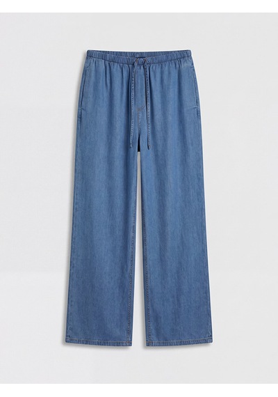 Lcw Comfort İndigo Beli Lastikli Wideleg Kadın Jean Pantolon