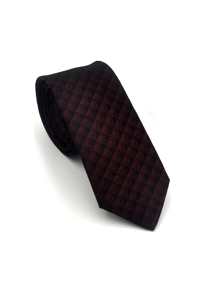 Gaffy Siyah Küp Desenli Bordo Dokuma Kumaş Mendilli Slim Fit Kravat // Sdk-2605-4 Bordo