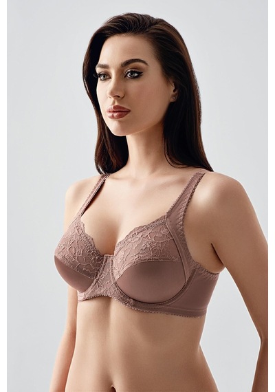 New Bra Kadın C Kap Dantelli Balenli Desteksiz Toparlayıcı Sütyen Vizon 2305 Vizon